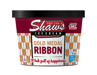 shaw's gold medal ribbon ice cream tub