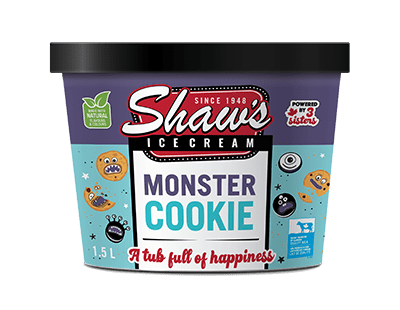 shaw's monster cookie ice cream tub