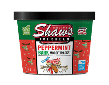 shaw's peppermint bark moose tracks ice cream tub