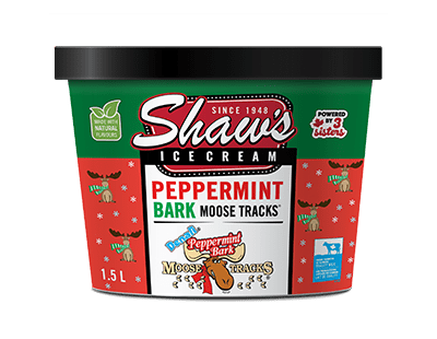 shaw's peppermint bark moose tracks ice cream tub