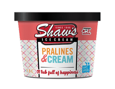 shaw's pralines and cream ice cream tub